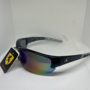 Khan Mirrored Mens Wrap Semi Rimless Sunglasses